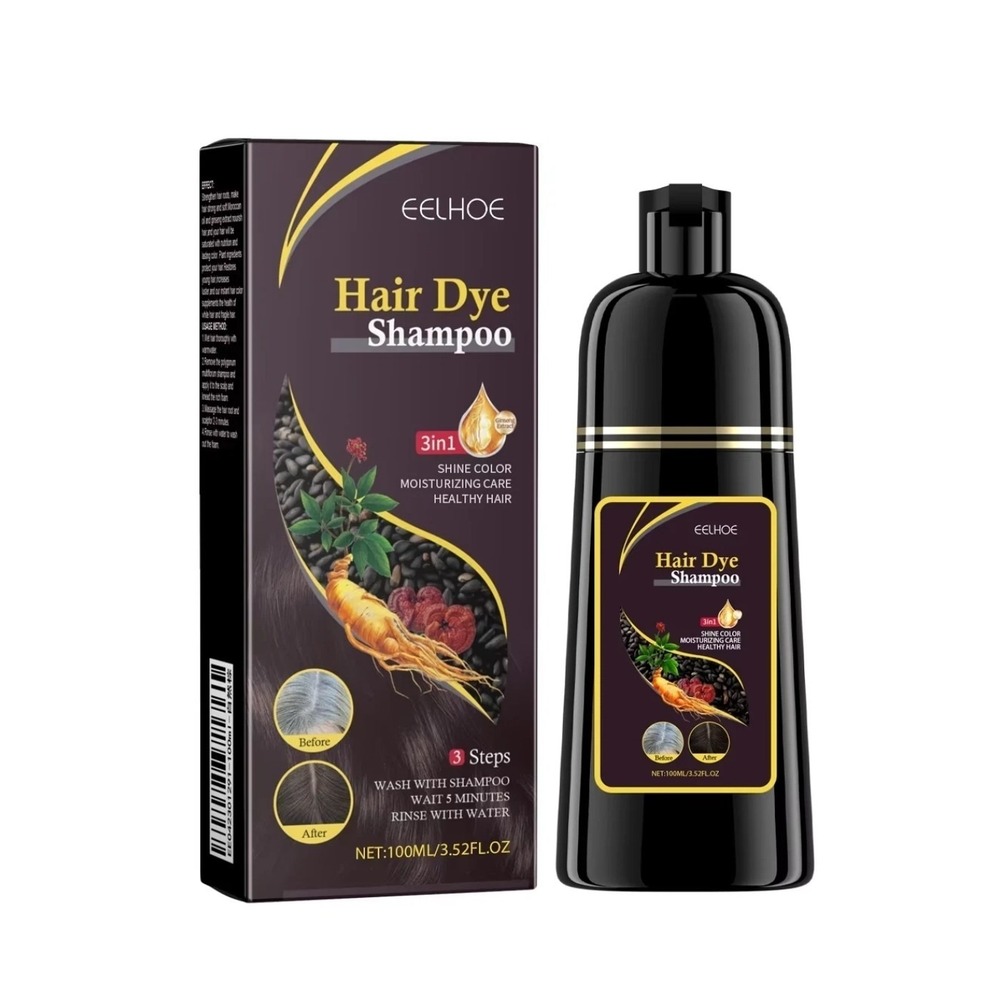 3-in-1‎ Natural Black Hair Dye Shampoo - Hair Darkening, Growth Boost, Moisture